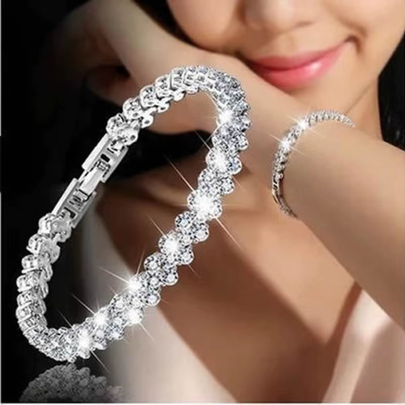 Blue Crystal Heart Bracelet – Silver Charm of Love