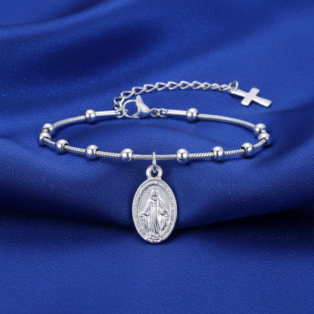 Divine Grace Rosary Bracelet – Faith Woven in Golden Beauty