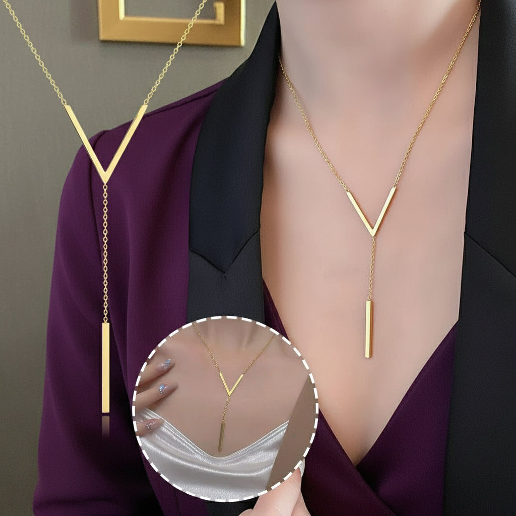 Tassel Shine - Long Chain Collarbone V Necklace