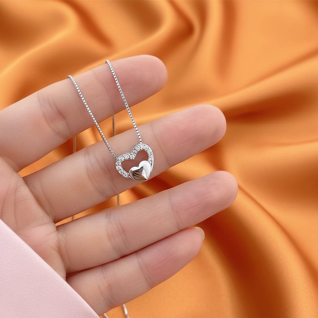 Twin Heart charm Necklace– Symbol of Love & Connection