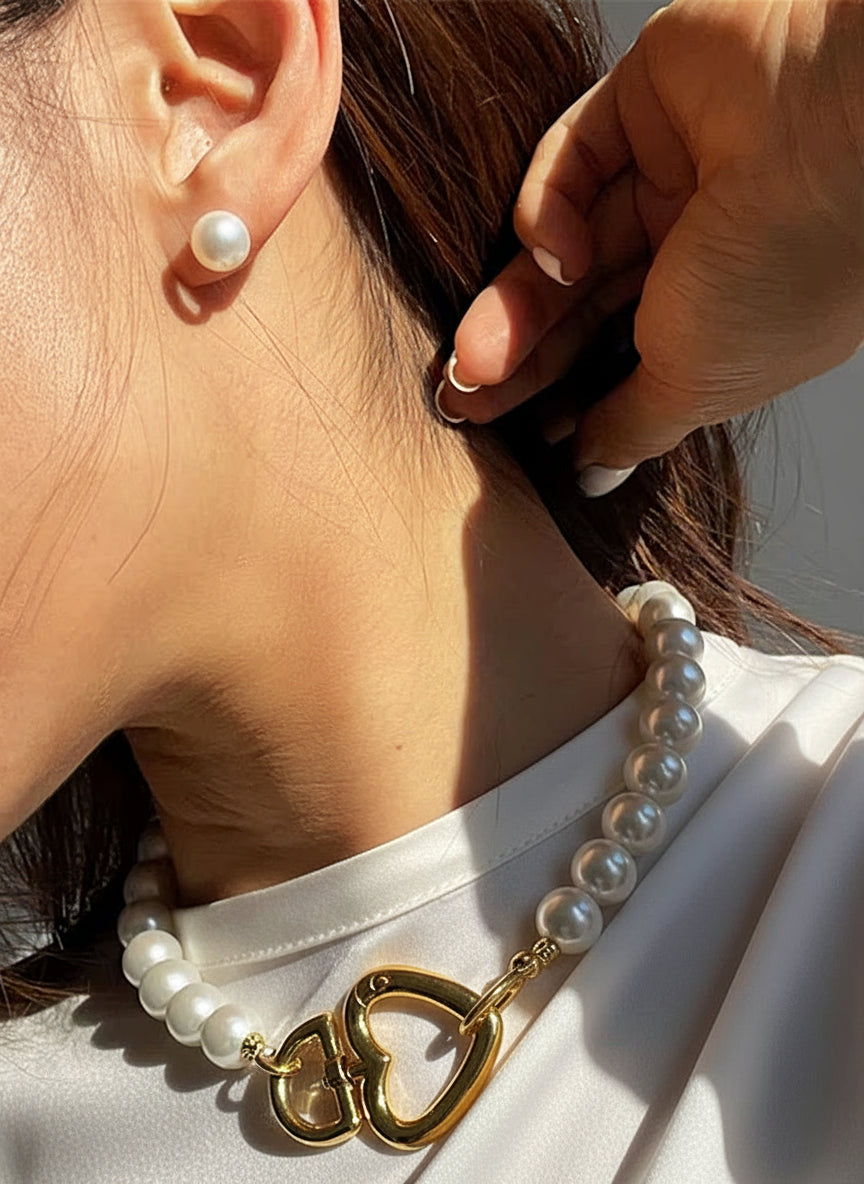 Radiant Threads - Elegant Imitation Pearl Charm Necklace