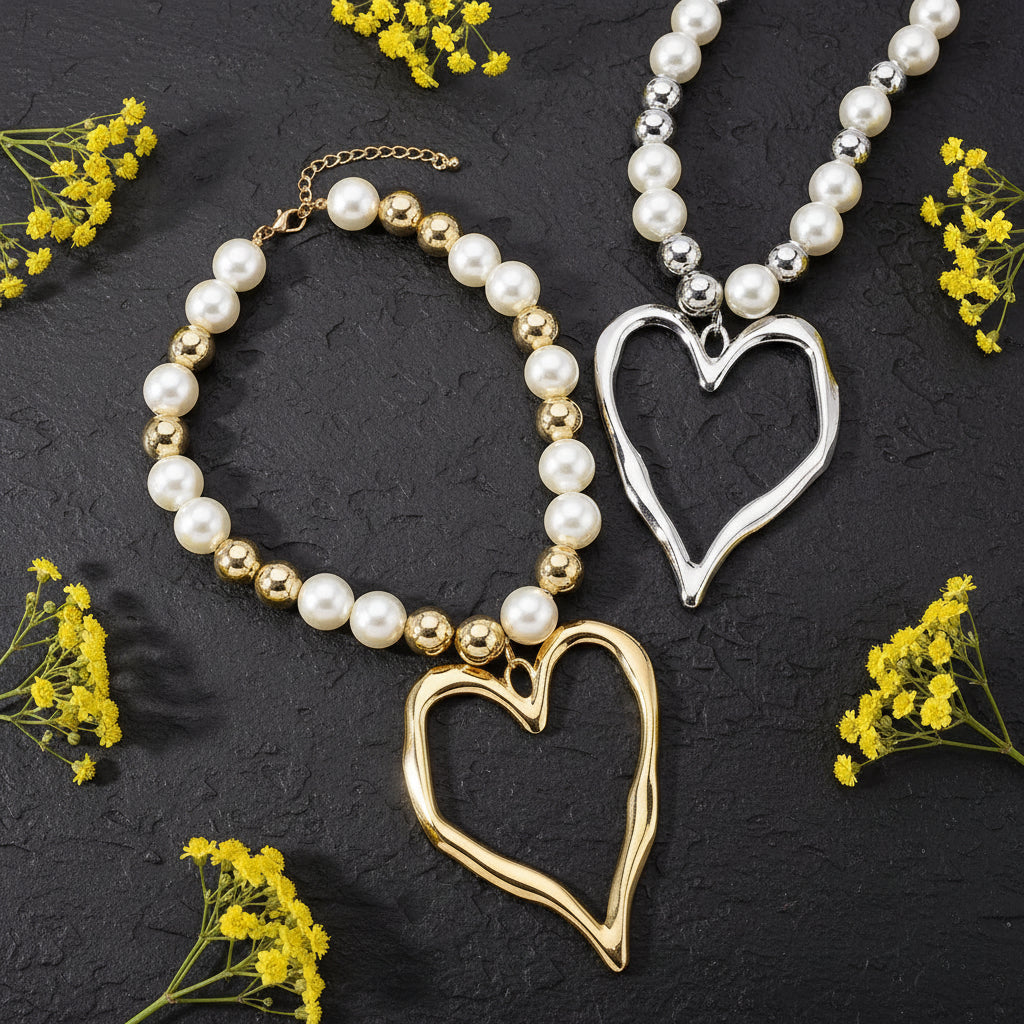 Pearl Rebel– Irregular Pearl Charm Statement Necklace