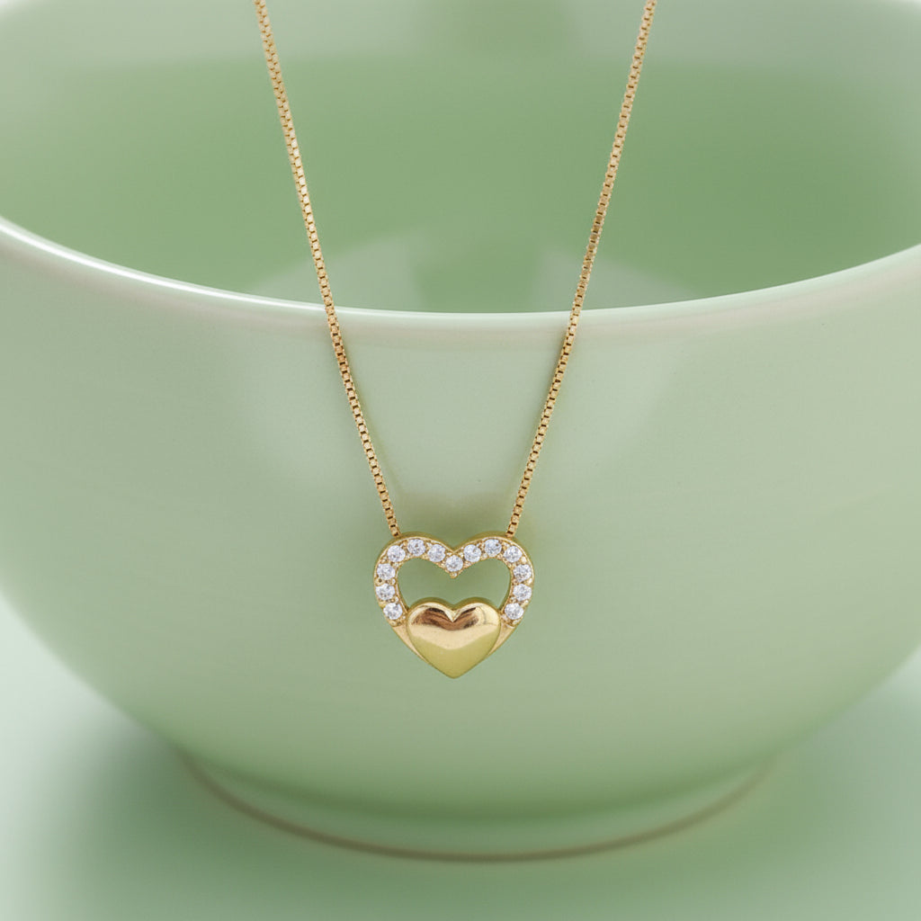 Twin Heart charm Necklace– Symbol of Love & Connection