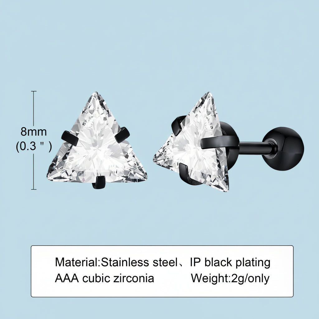 Chic Triangle CZ Earrings – Bold Unisex Ear Jewelry