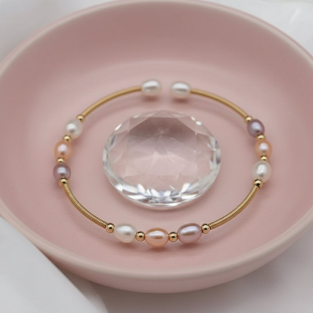 Freshwater Pearl Cuff – Handmade Beaded Bracelet