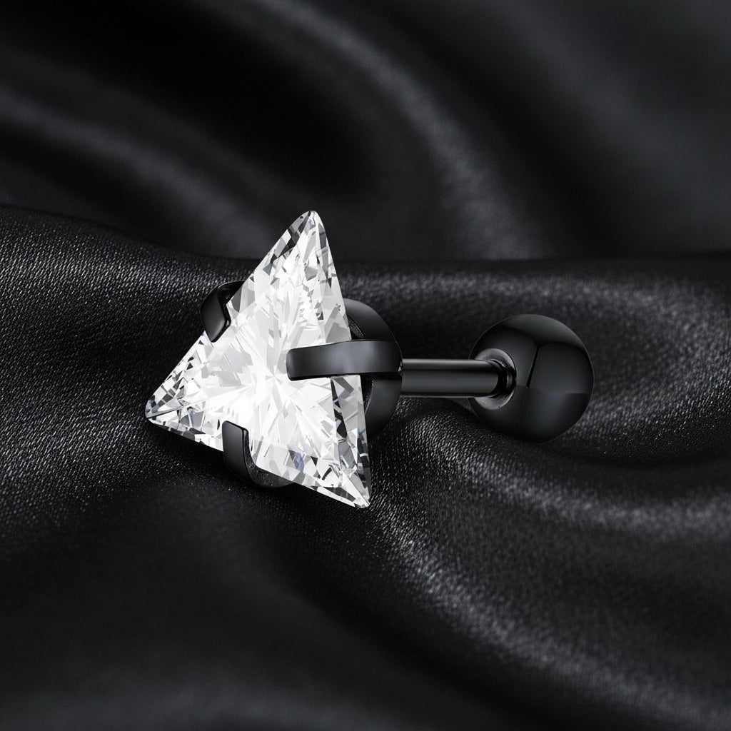 Chic Triangle CZ Earrings – Bold Unisex Ear Jewelry