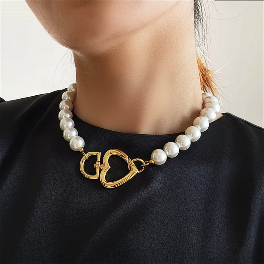 Radiant Threads - Elegant Imitation Pearl Charm Necklace