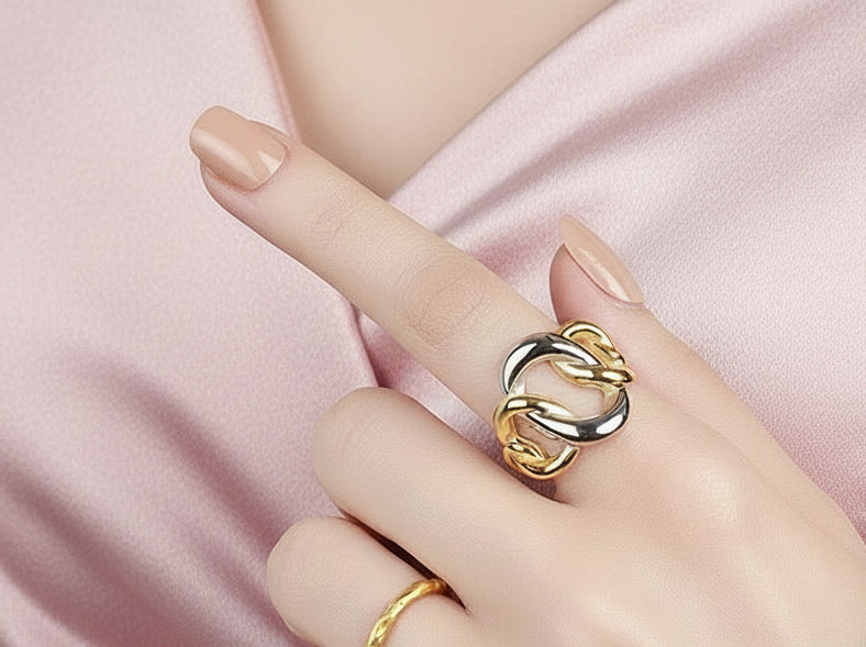 Irregular two tone Hollow Ring – Graceful Handmade Design