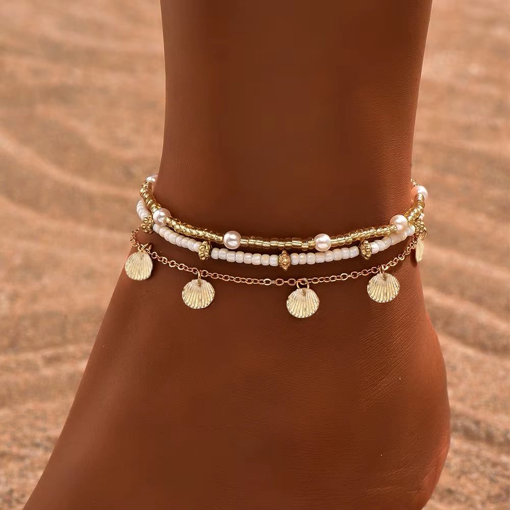 Love Heart Anklet Set – Stylish Gold Chain Foot Bracelet