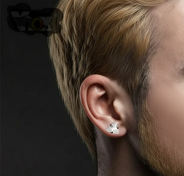 Chic Triangle CZ Earrings – Bold Unisex Ear Jewelry