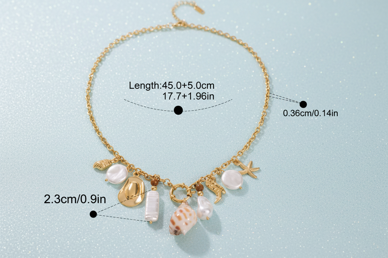 Sea‑Kissed Starfish Conch Necklace- 18K Gold Statement Piece