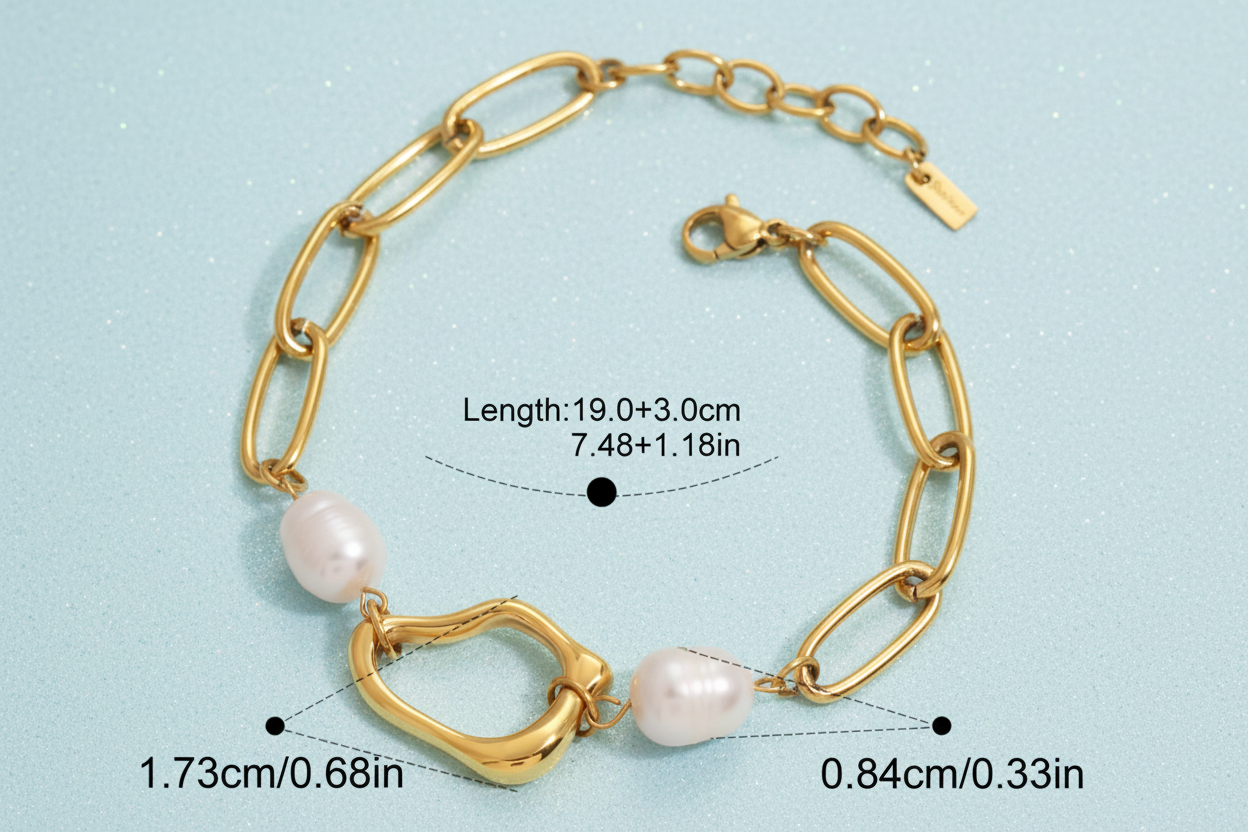 Elegant Freshwater Pearl on 18K Gold Paperclip Chain Bracelet