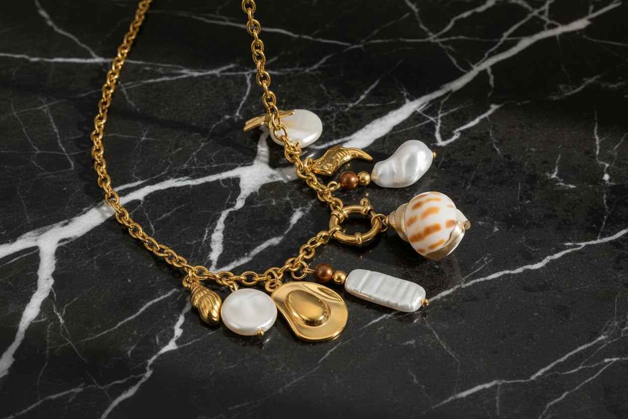 Sea‑Kissed Starfish Conch Necklace- 18K Gold Statement Piece