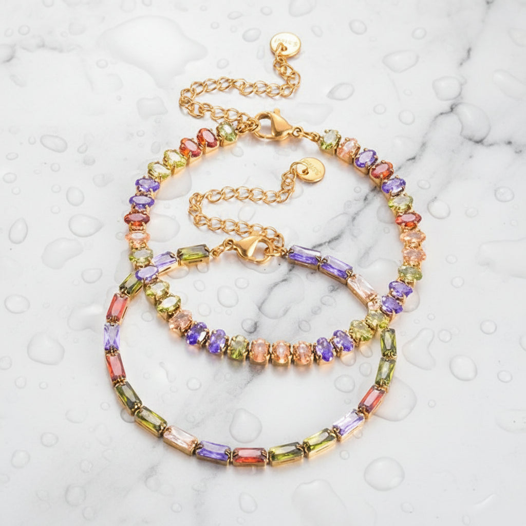 Colorful Zirconia Steel Bracelet – Luxury Bling Bangle