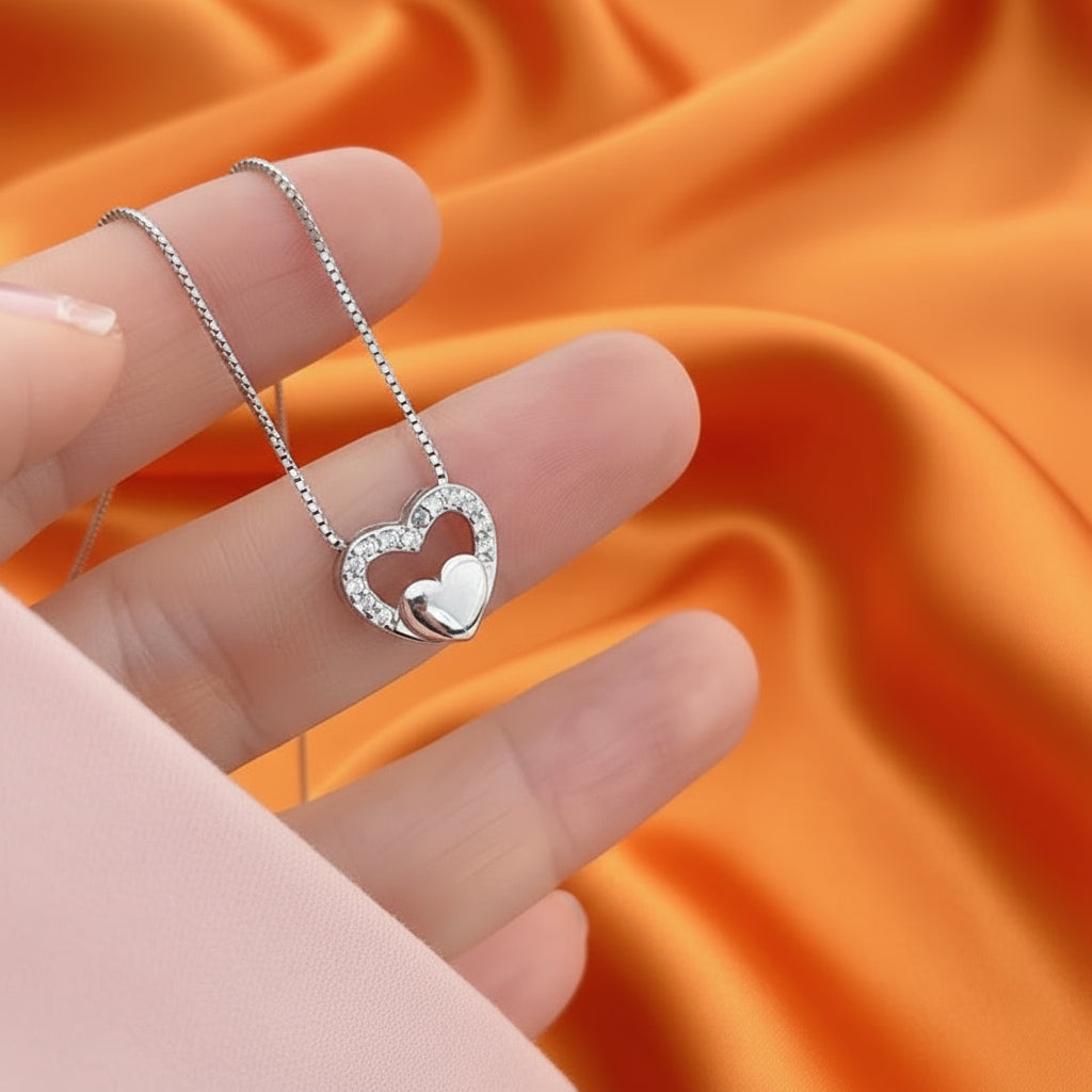 Twin Heart charm Necklace– Symbol of Love & Connection