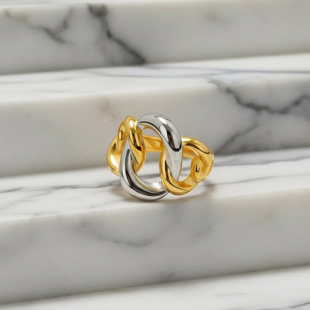 Irregular two tone Hollow Ring – Graceful Handmade Design