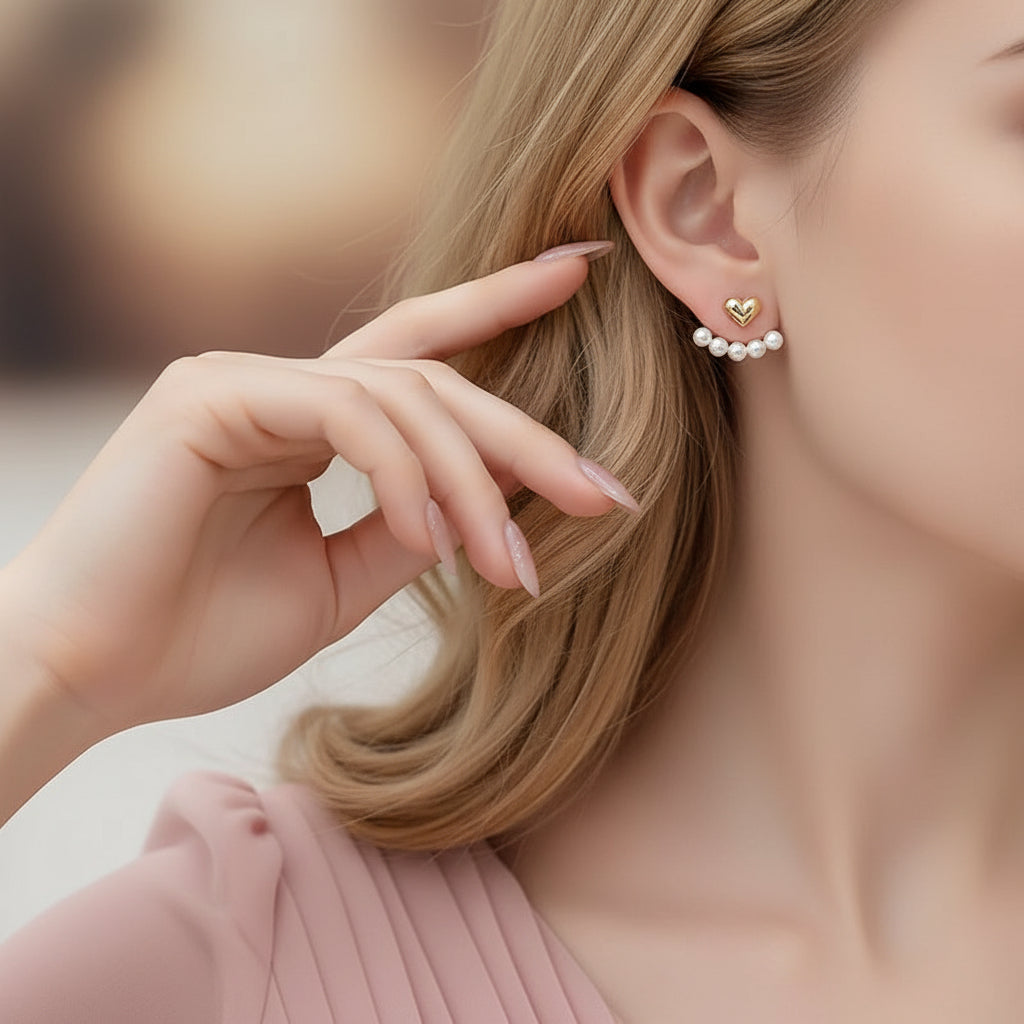 Gold Crystal Inlaid Metal Stud Chick Earrings 