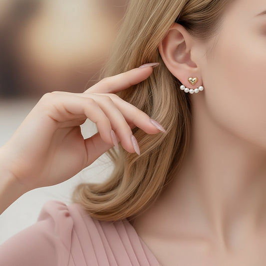 Gold Crystal Inlaid Metal Stud Chick Earrings 