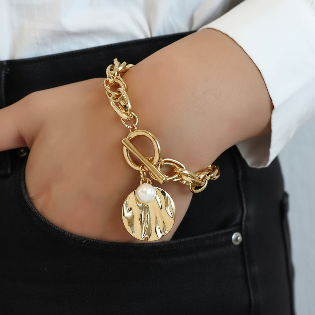 Sunwoven Links – Bohemian Gold Chunky Chain Bracelet