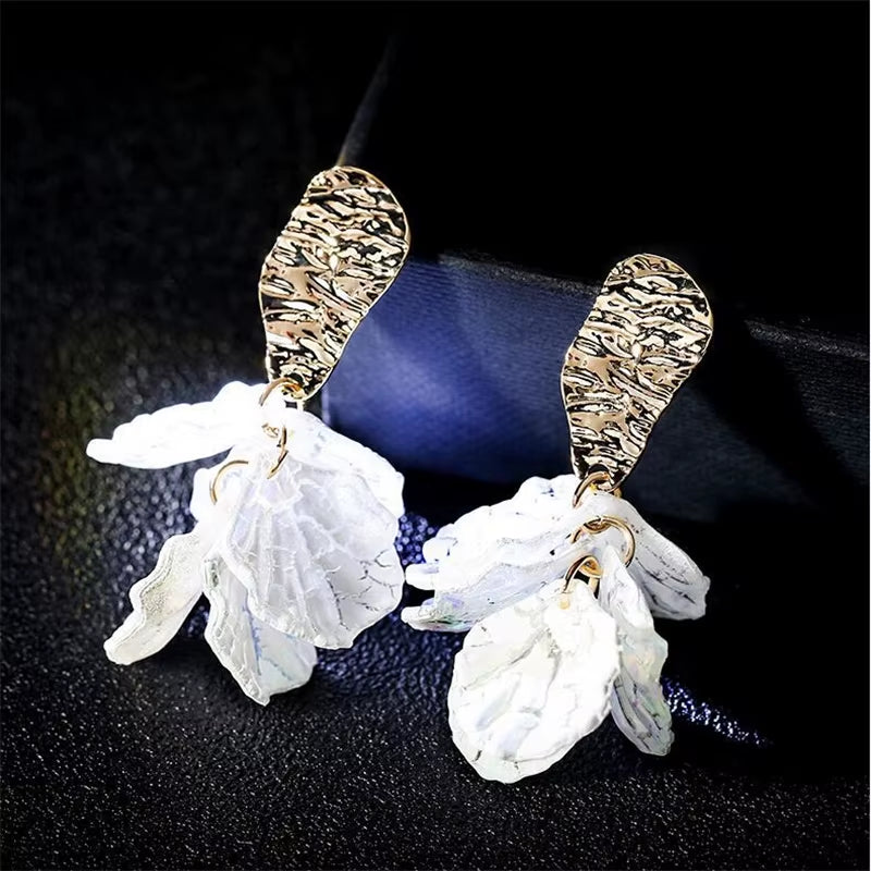 Blooming Elegance White Shell Radiant Petal Earrings