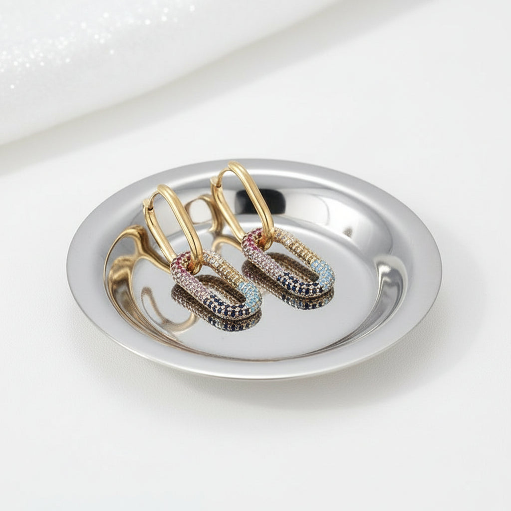 Radiant Multicolor Zirconia Hoop Earrings Jewelry