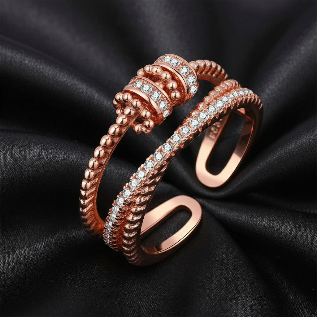 Grace in Motion – Zircon Cross Fidget Ring for Calm, Strength & Sparkle rose gold