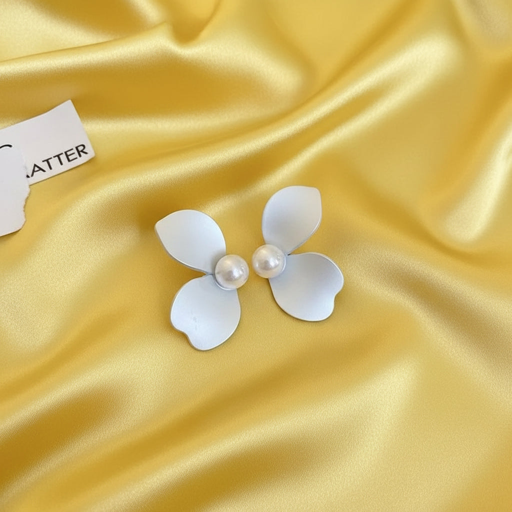 Blooming Elegance White Shell Radiant Petal Earrings