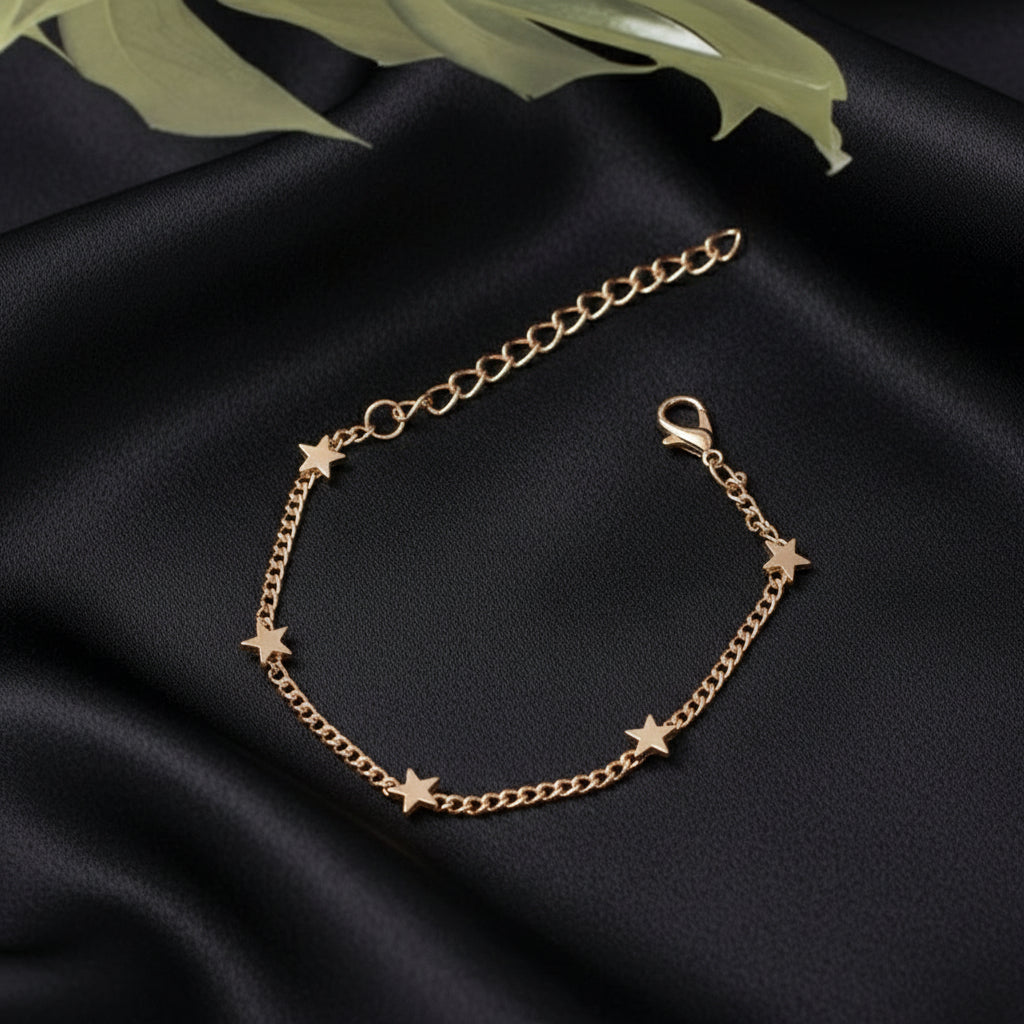 Minimalist Gold Bracelet – Stars & Hearts Design
