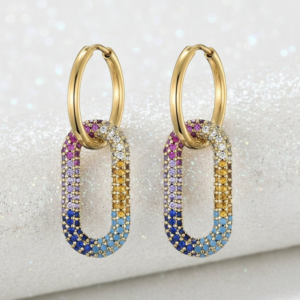 Radiant Multicolor Zirconia Hoop Earrings Jewelry