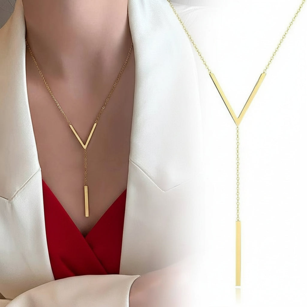 Tassel Shine - Long Chain Collarbone V Necklace