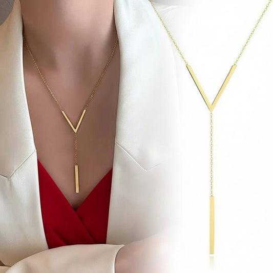 Tassel Shine - Long Chain Collarbone V Necklace