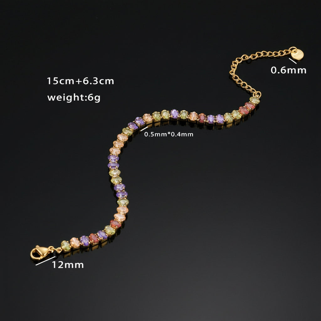 Colorful Zirconia Steel Bracelet – Luxury Bling Bangle