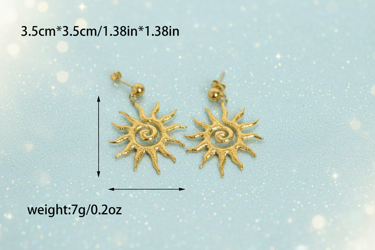 Golden Hollow Sun Dangle Earrings for Women – 14K Gold Shine