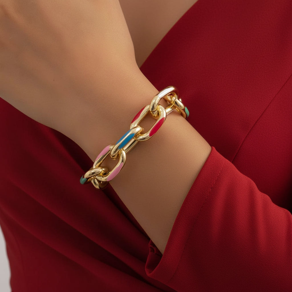 Multicolor Crystal Bracelet And Necklace – Stylish Adjustable Fashion