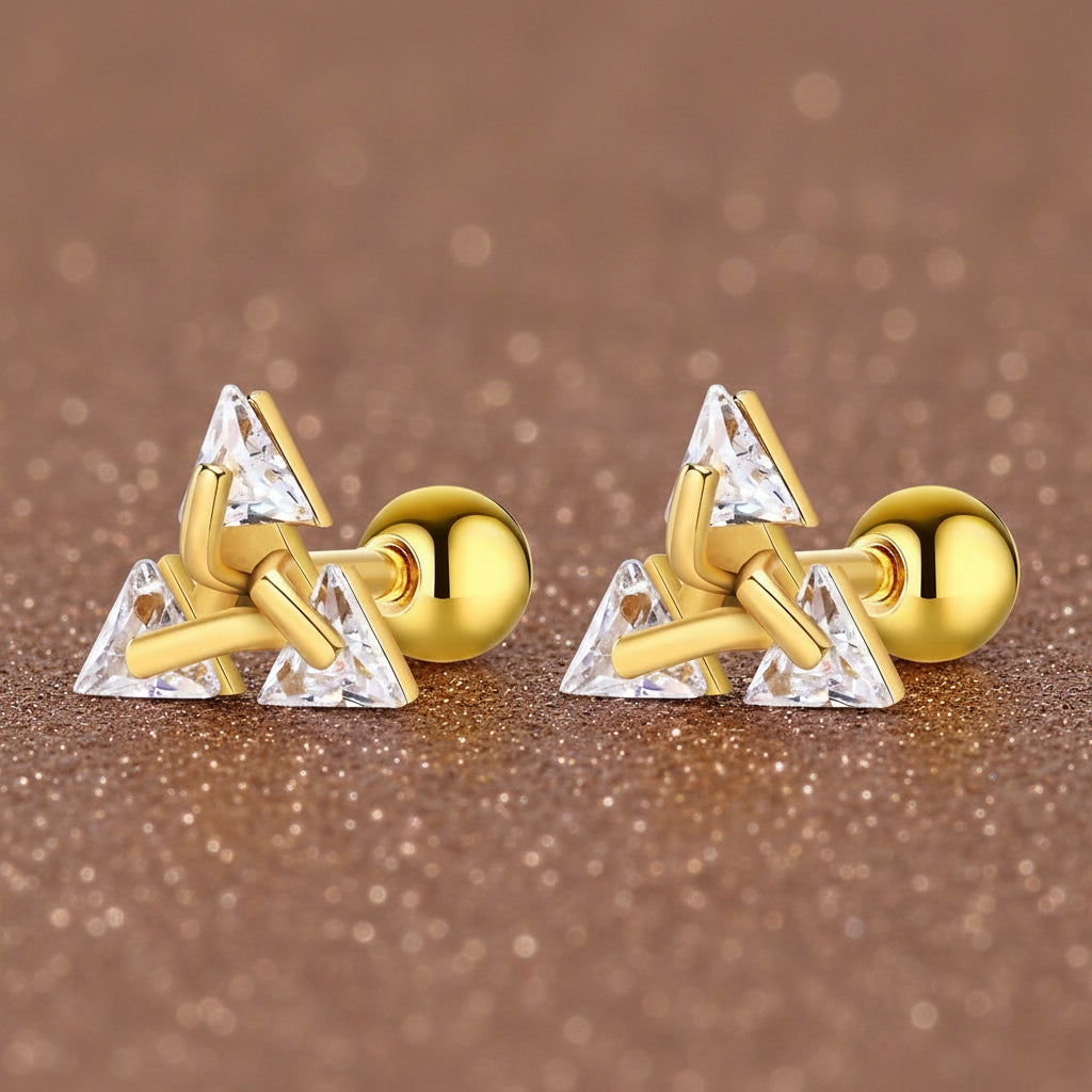 Chic Triangle CZ Earrings – Bold Unisex Ear Jewelry