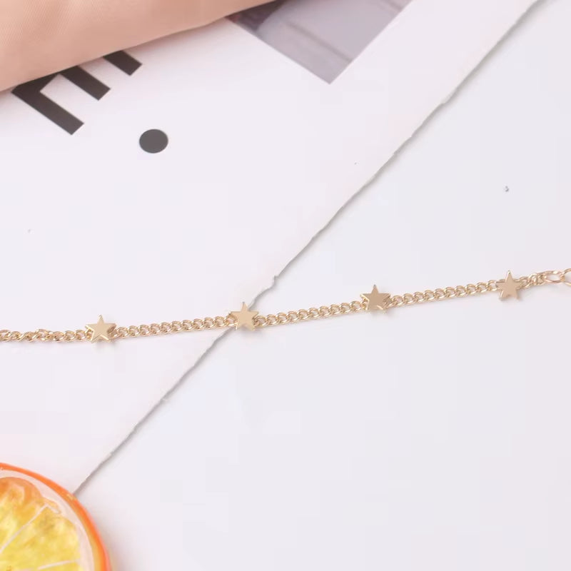 Minimalist Gold Bracelet – Stars & Hearts Design