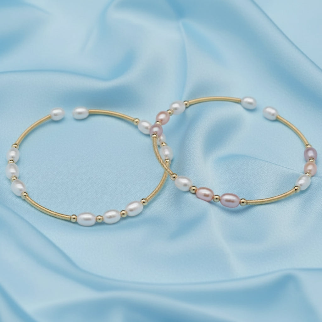 Freshwater Pearl Cuff – Handmade Beaded Bracelet