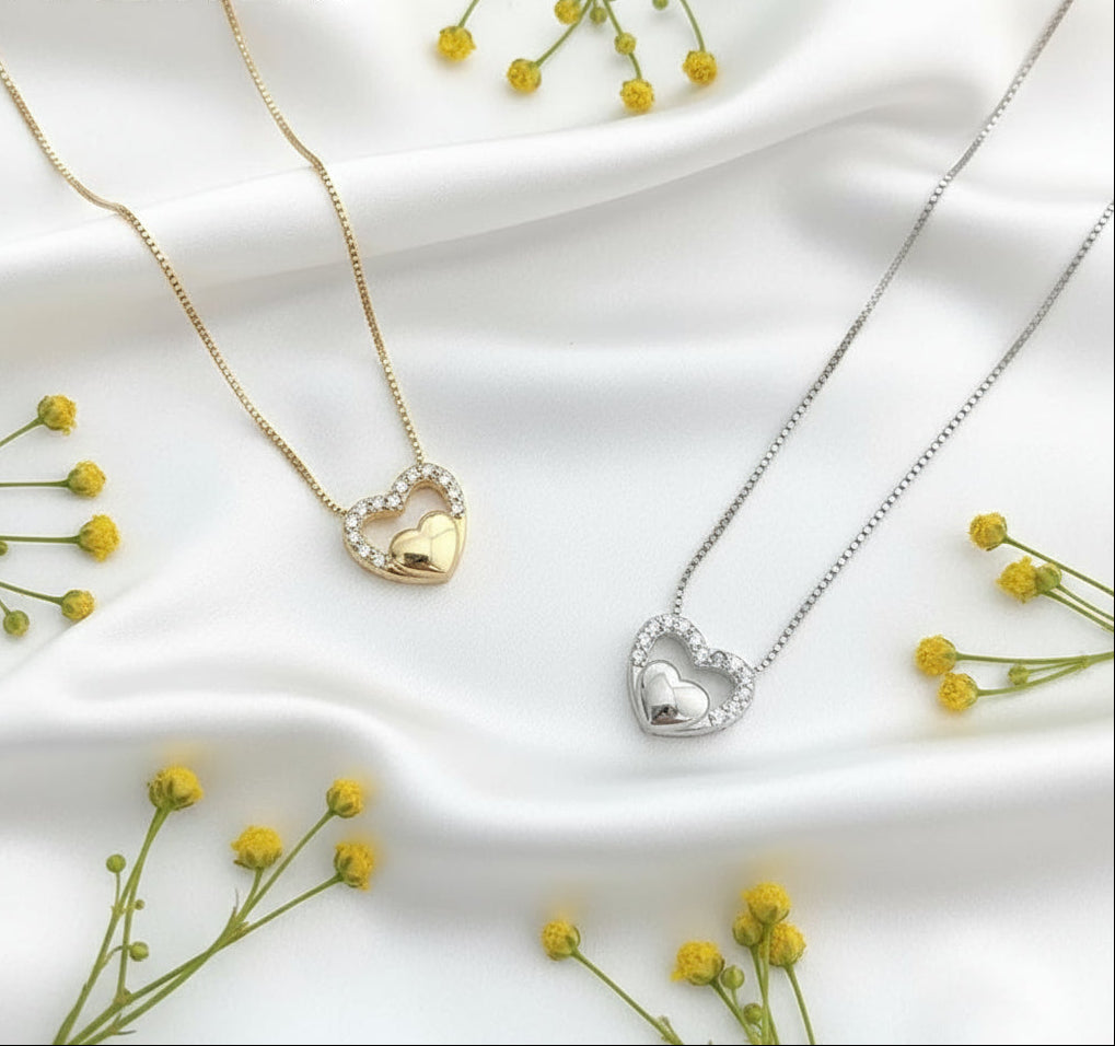 Twin Heart charm Necklace– Symbol of Love & Connection