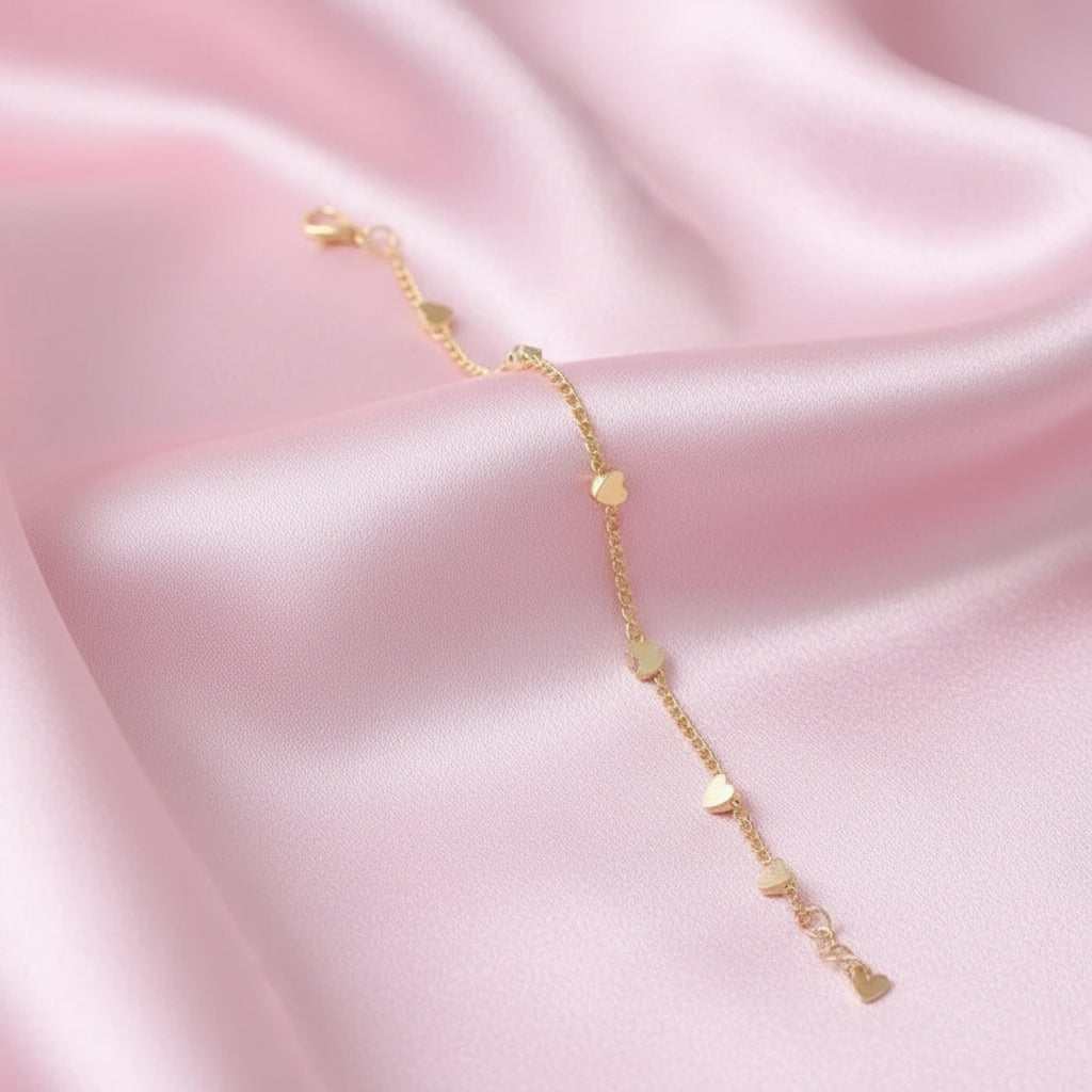 Minimalist Gold Bracelet – Stars & Hearts Design