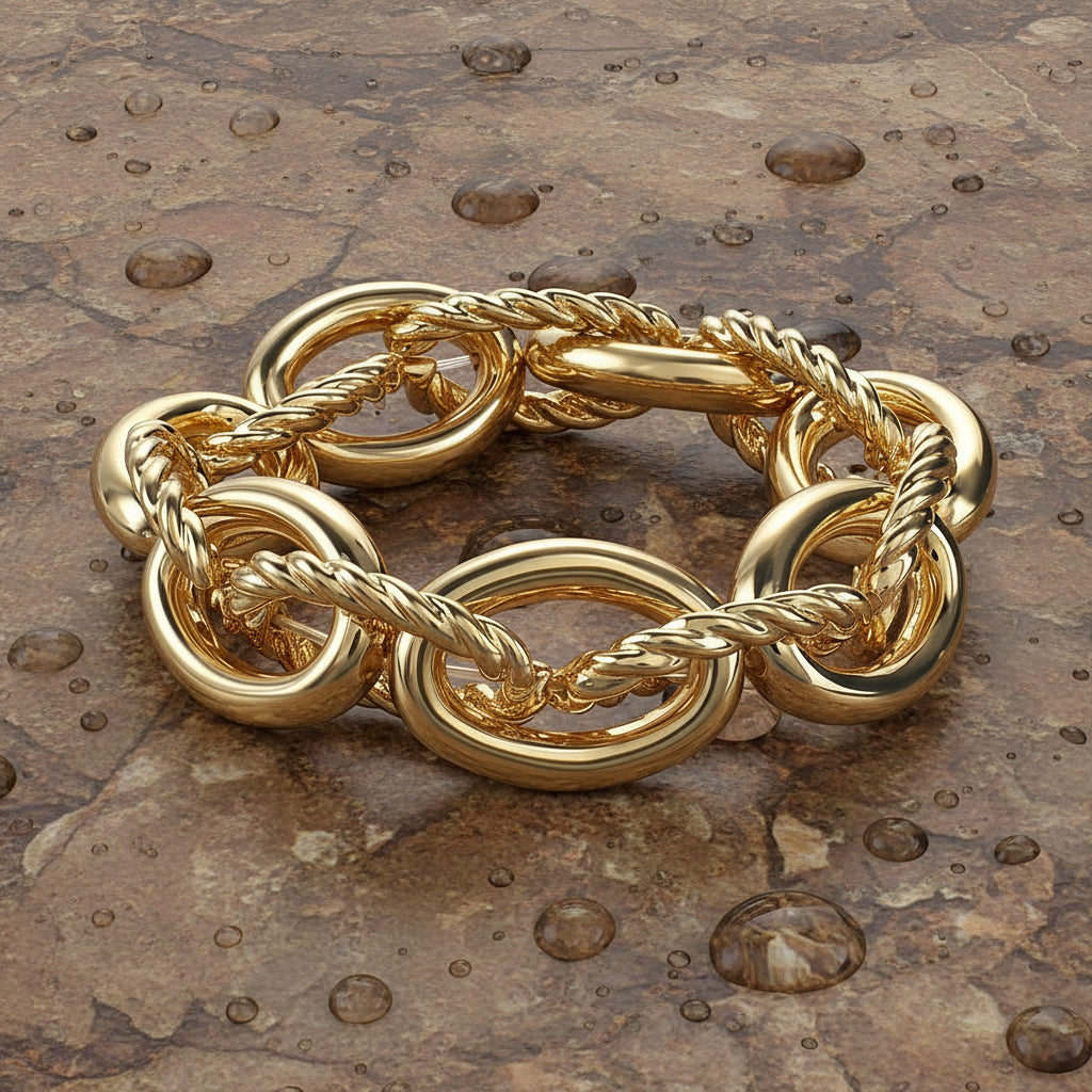 Statement Double Tone Thick Chain Unisex Bracelet