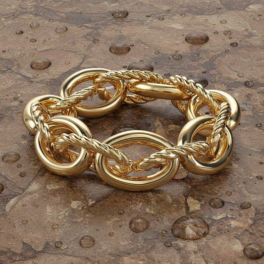 Statement Double Tone Thick Chain Unisex Bracelet