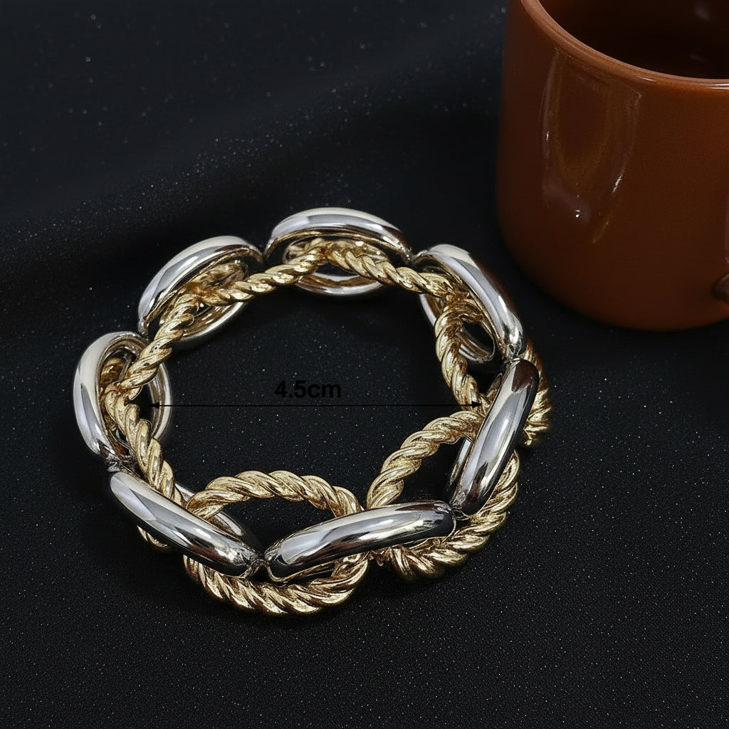 Statement Double Tone Thick Chain Unisex Bracelet