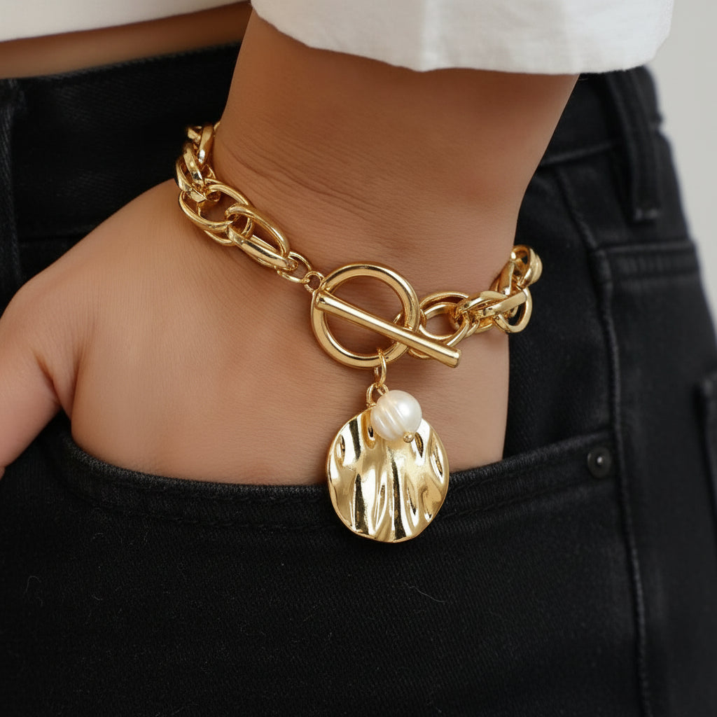 Sunwoven Links – Bohemian Gold Chunky Chain Bracelet