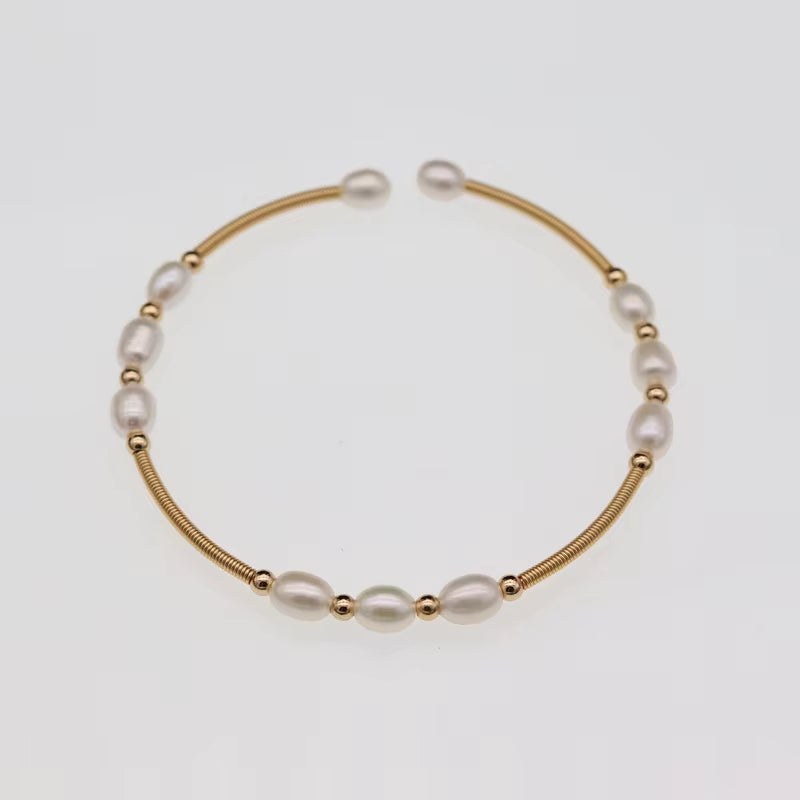 Freshwater Pearl Cuff – Handmade Beaded Bracelet