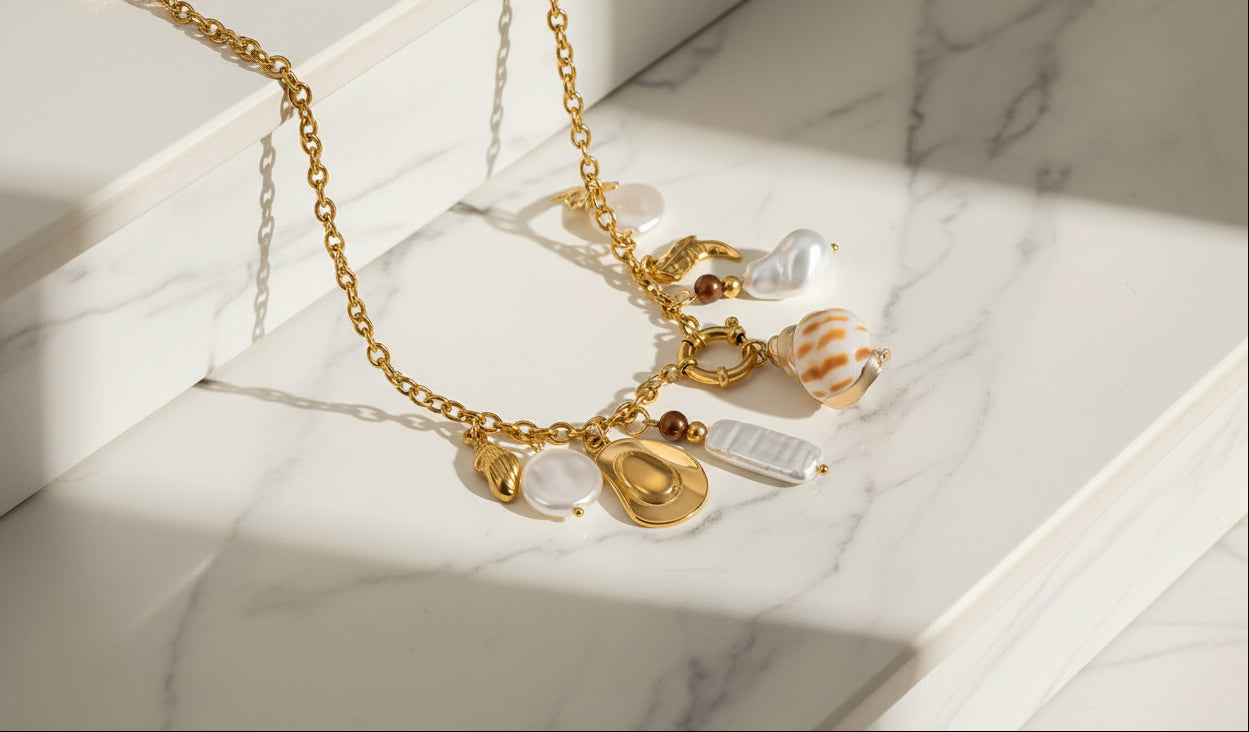 Sea‑Kissed Starfish Conch Necklace- 18K Gold Statement Piece