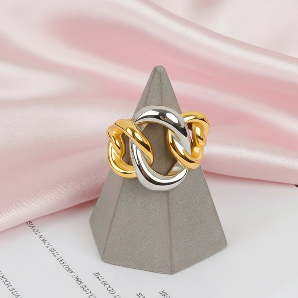 Irregular two tone Hollow Ring – Graceful Handmade Design
