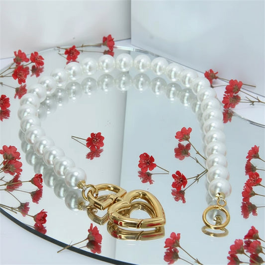 Radiant Threads - Elegant Imitation Pearl Charm Necklace