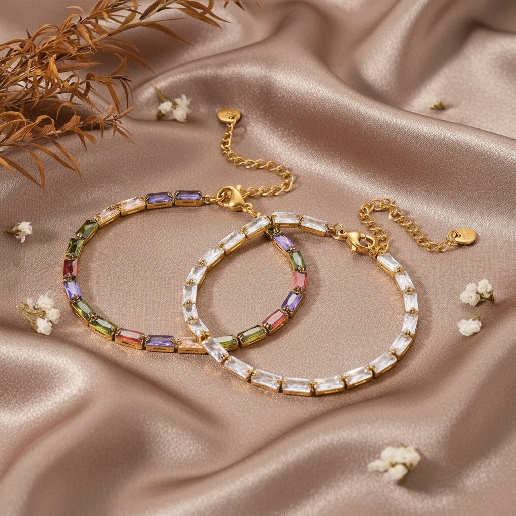 Colorful Zirconia Steel Bracelet – Luxury Bling Bangle