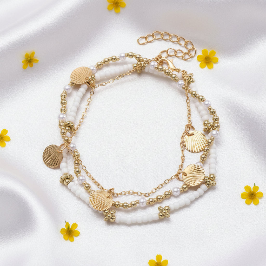 Love Heart Anklet Set – Stylish Gold Chain Foot Bracelet