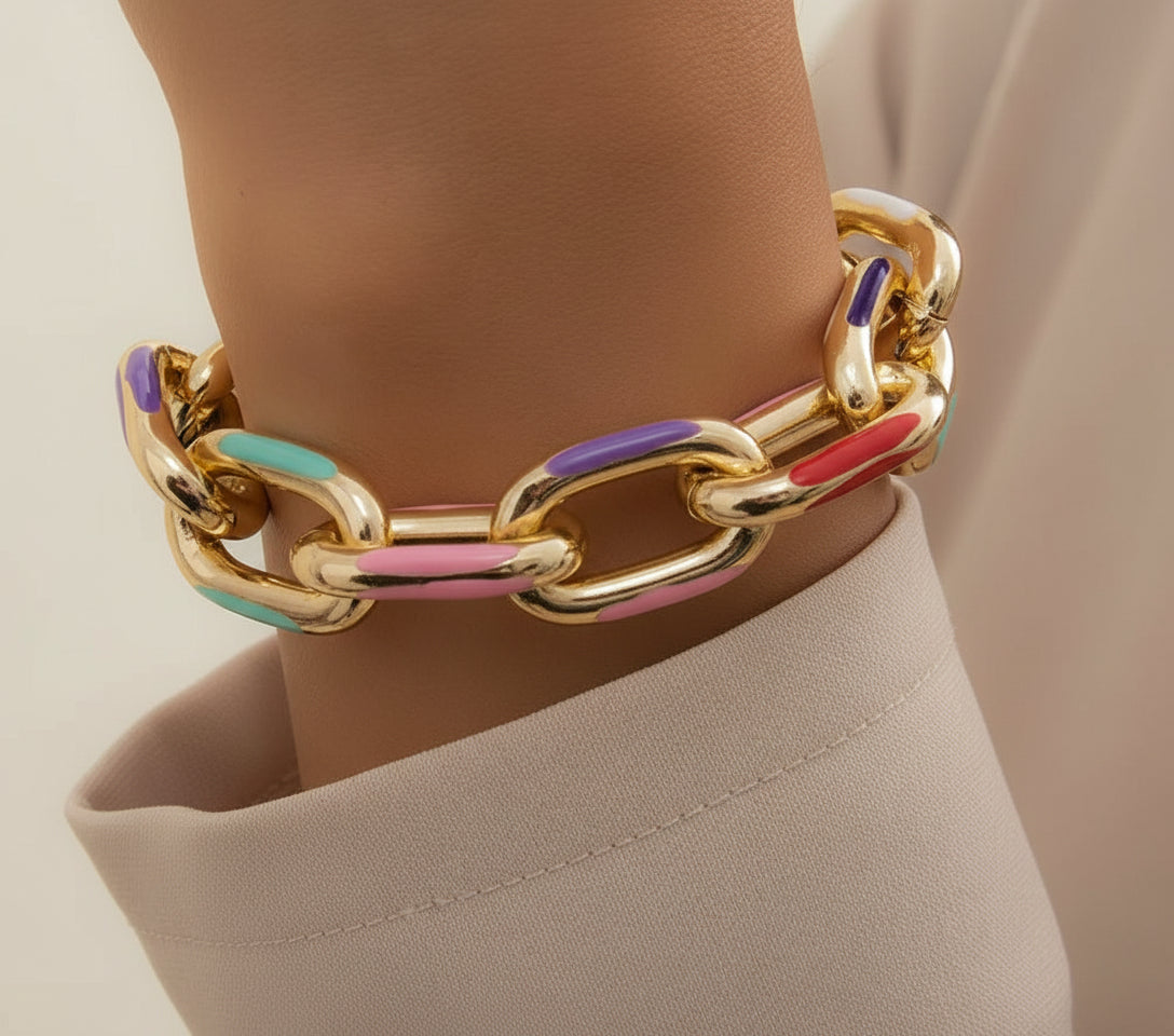 Multicolor Crystal Bracelet And Necklace – Stylish Adjustable Fashion